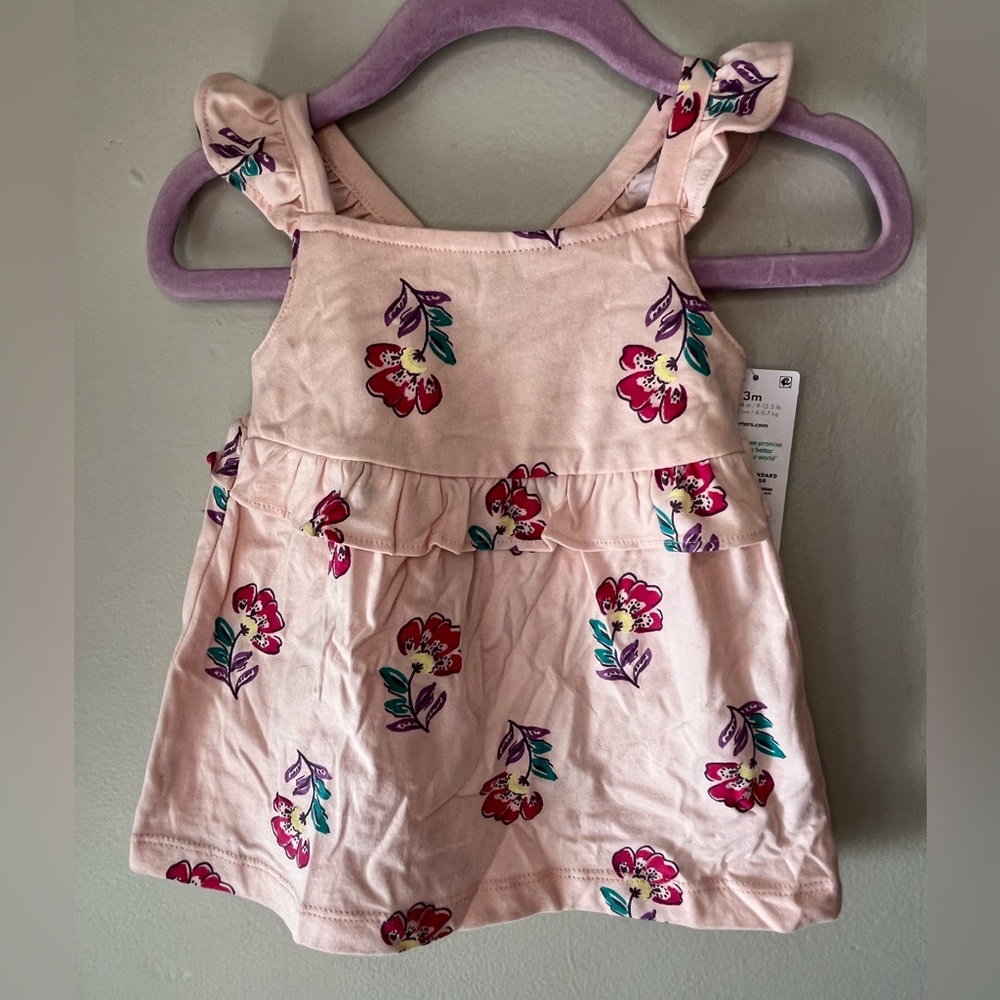 Carter's Pink Floral Sleeveless Dress Baby Girls Size 3 Months NWT